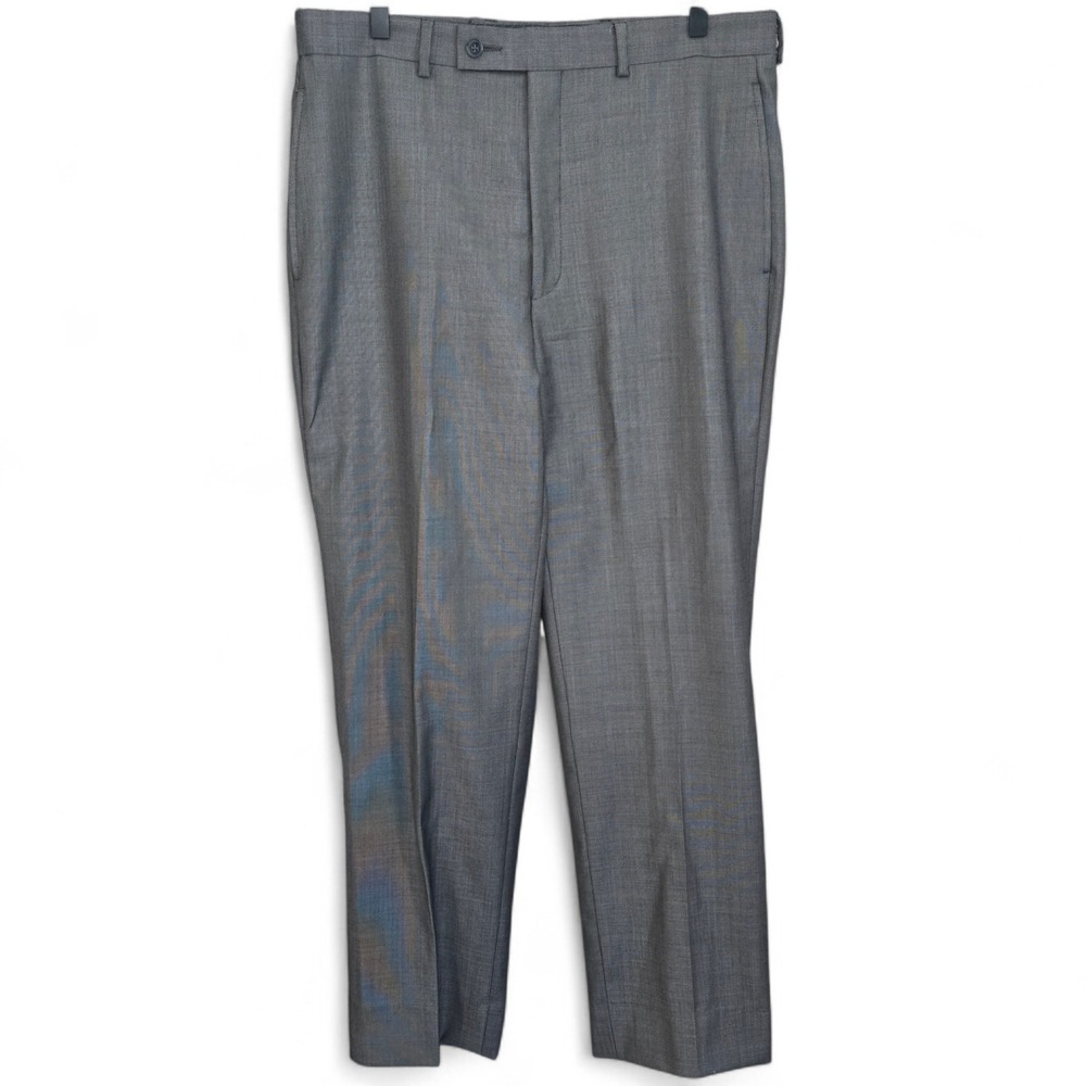 Calvin Klein Dress Pants Mens 34x34 Gray Wool Slim Fit Flat Front Career